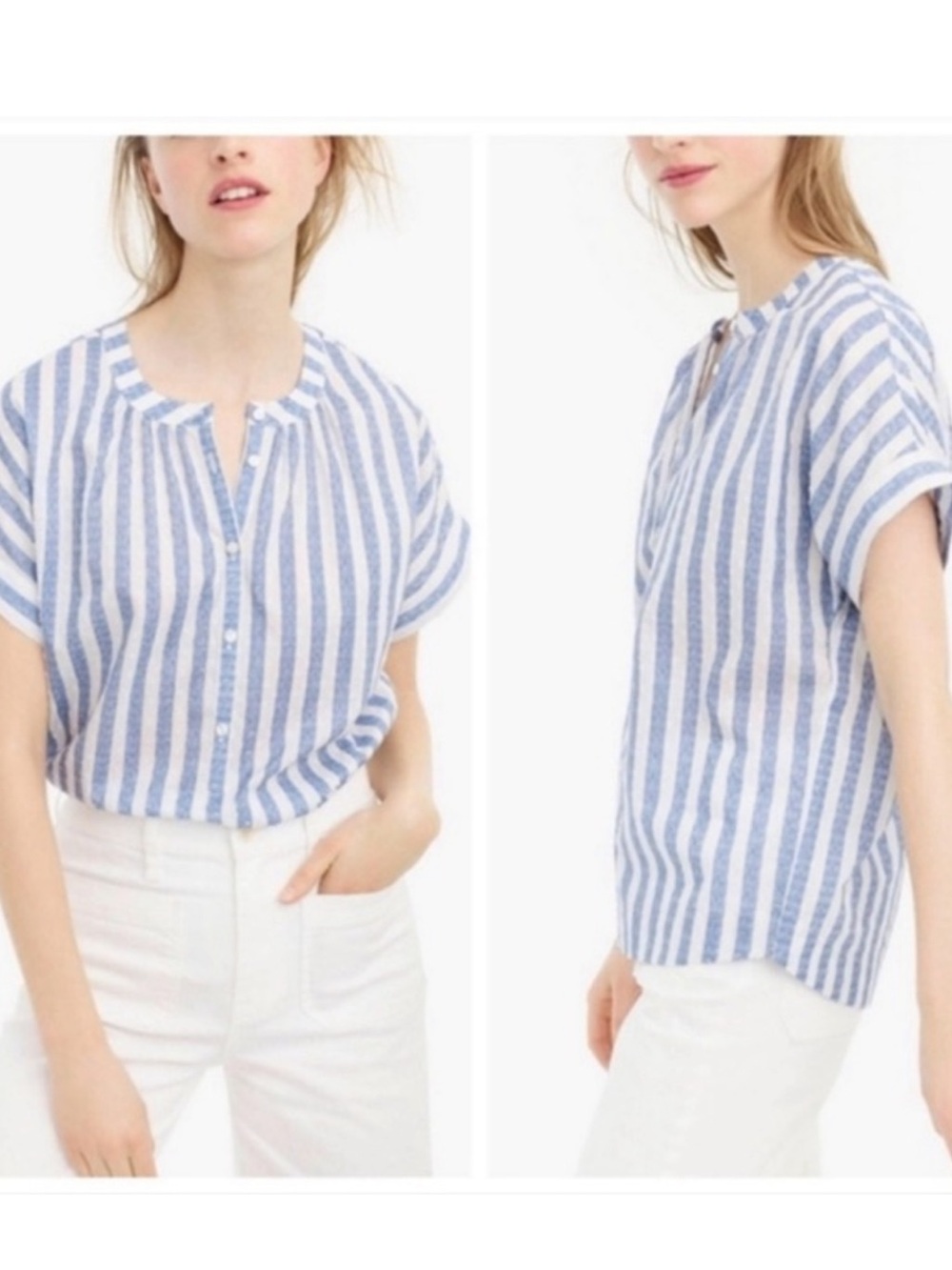 Point Sur Blue & White Striped Top - S